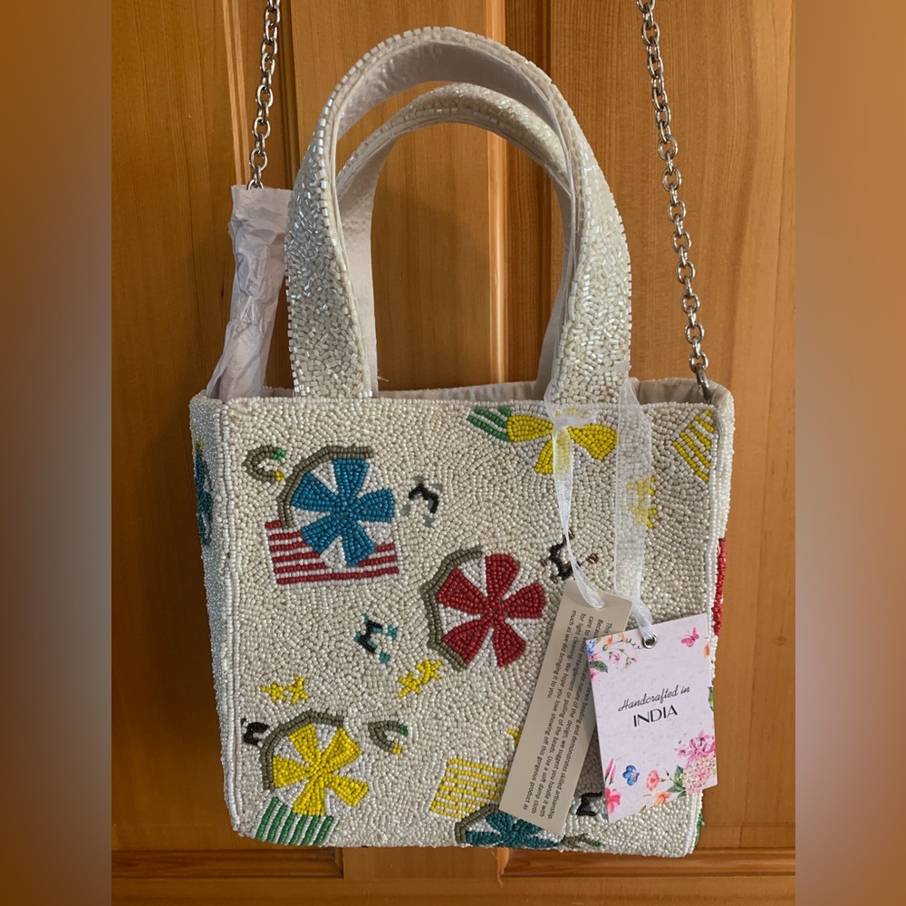 Viral TJ Maxx Handcrafted Beaded Tote Bag - Beachy!